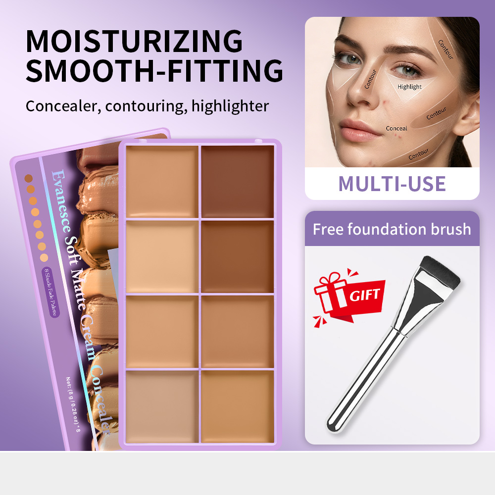 Concealer Full Coverage - 2개입 8가지 색상 컨실러 팔레트, 풀