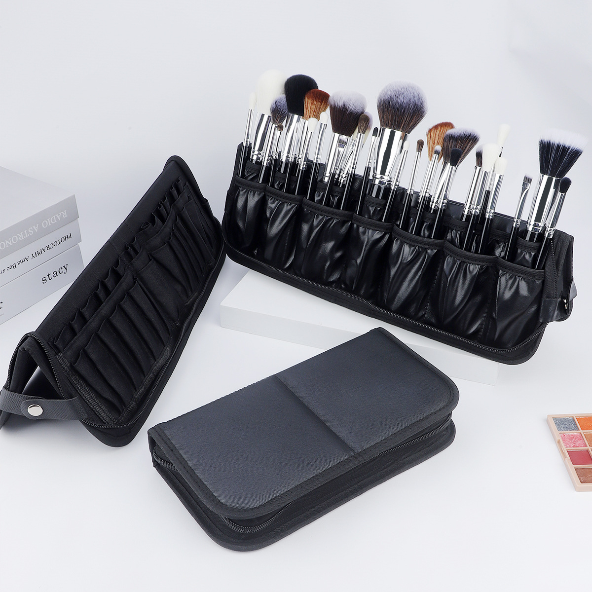 대형 블랙 접이식 메이크업 가방 14-40홀 보관함 뷰 - Beauty Makeup Background 리뷰 및 가격