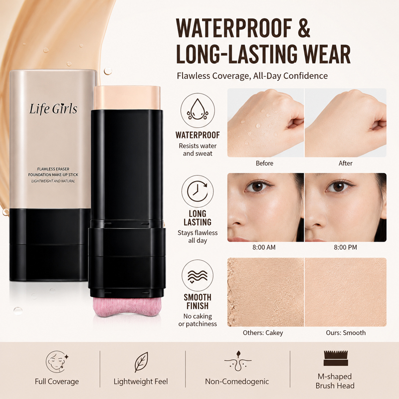 2-in-1 파운데이션 스틱(브러쉬 포함), 풀 커버  - Concealer Full Coverage 리뷰 및 가격