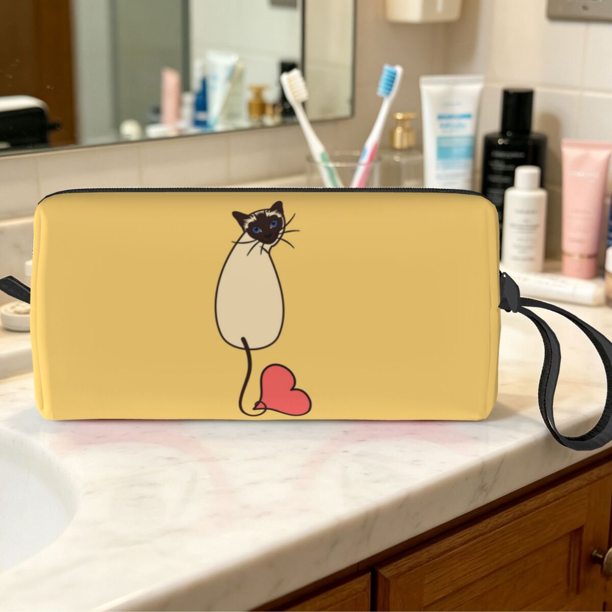 사랑스러운 샴 고양이-옐로우 메이크업 가방 화장품 정리 - Beauty Love Makeup 리뷰 및 가격