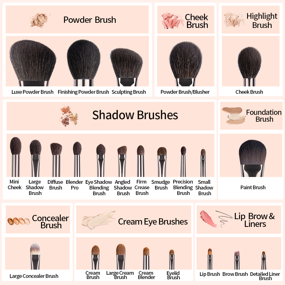 OVW 천연 염소 헤어 메이크업 브러쉬 세트 전문 키트 - Beauty Makeup Store 리뷰 및 가격
